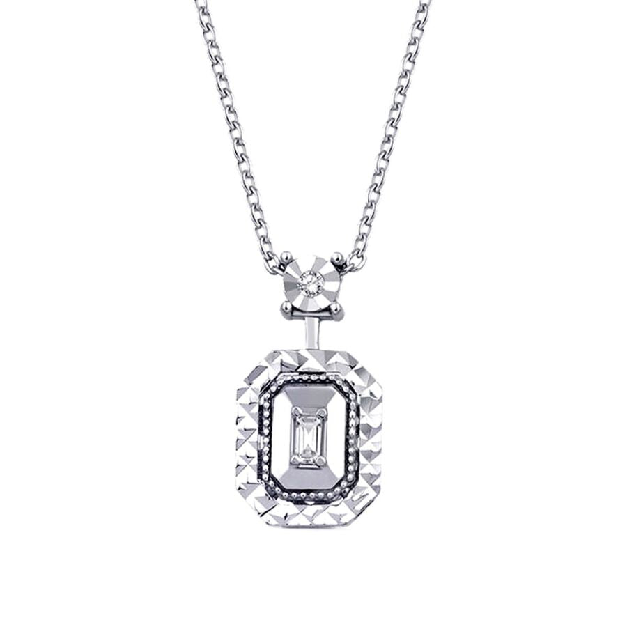 0,05 ct. Diamant Baguette Halskette