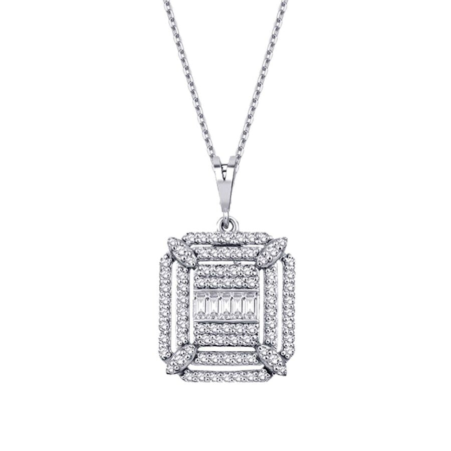 0,40 ct. Diamant Baguette Halskette