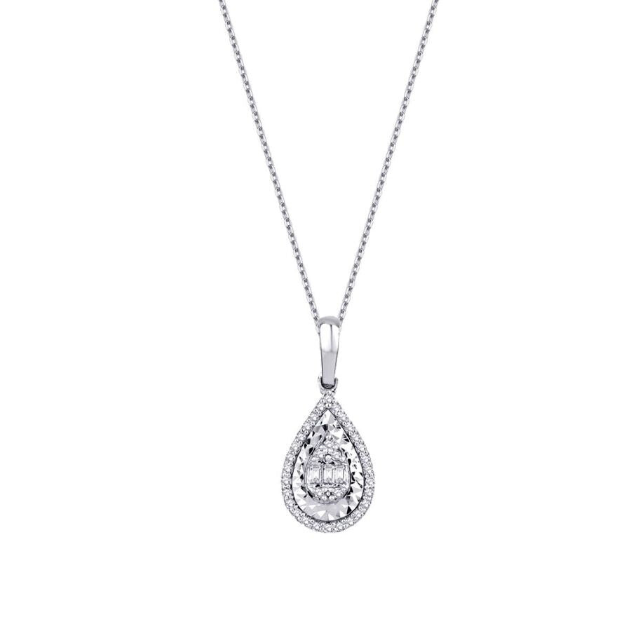0,11 ct. Diamant Baguette Halskette
