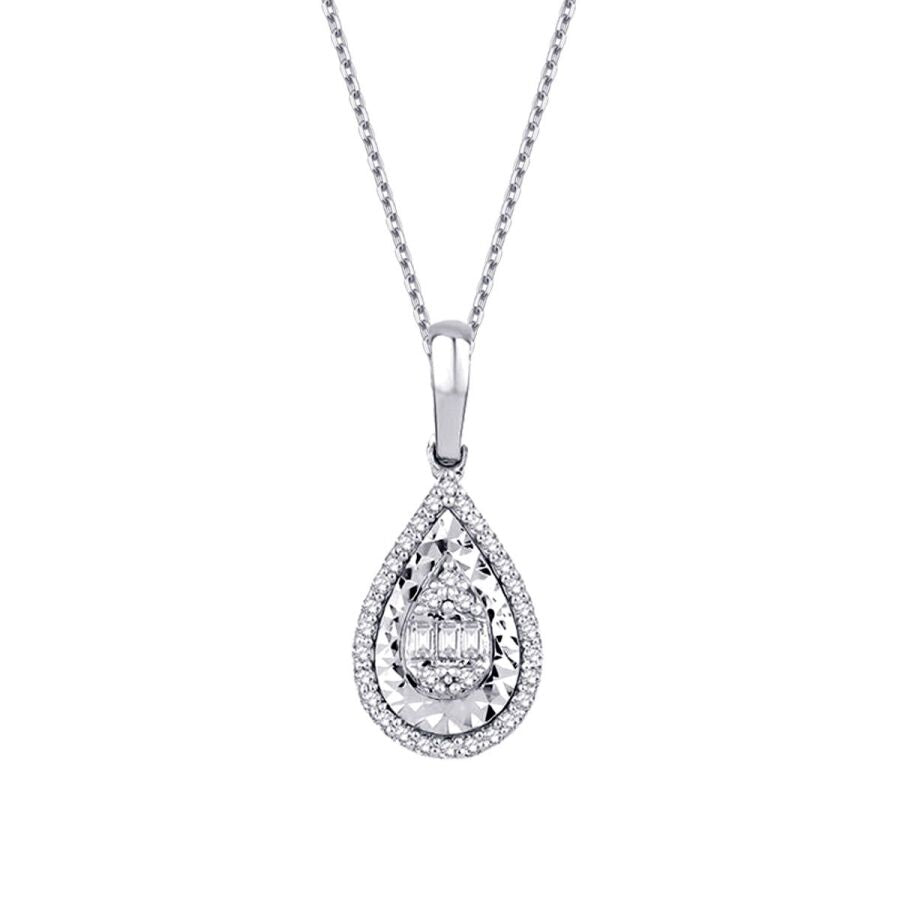 0,11 ct. Diamant Baguette Halskette