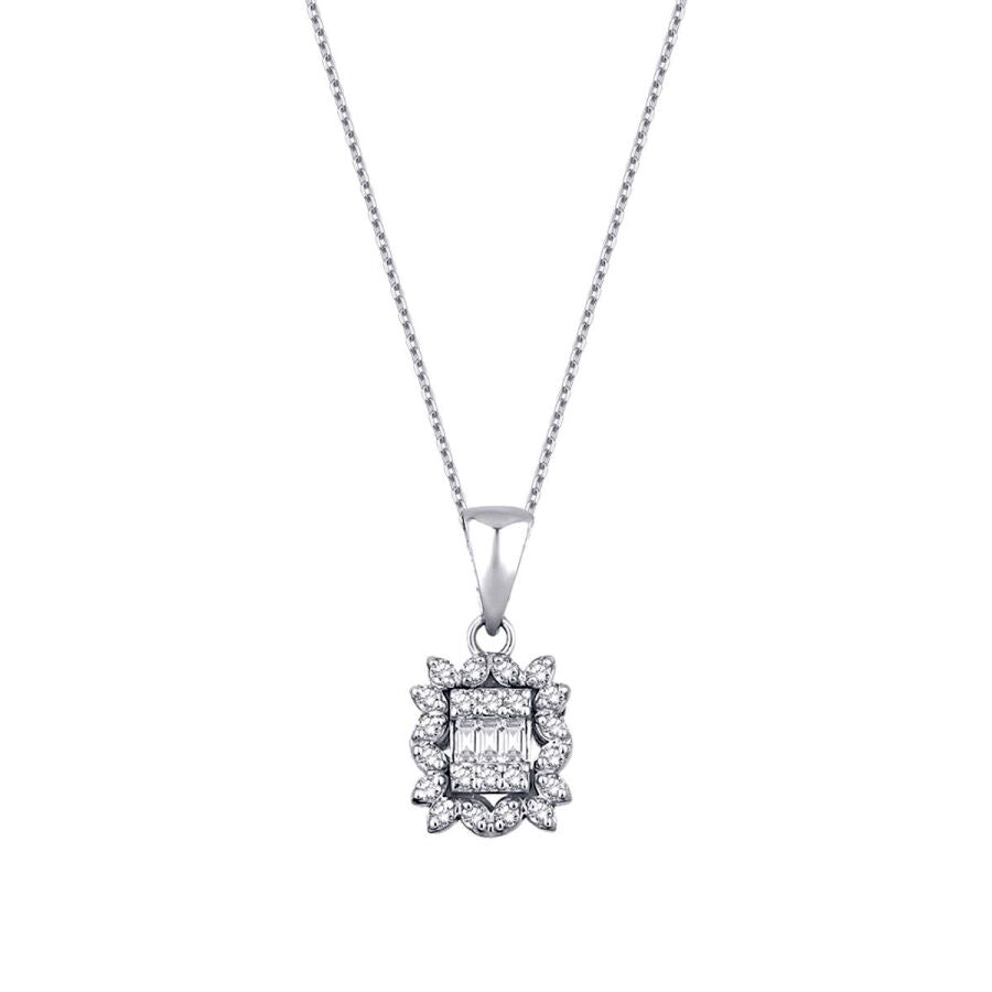 0.10 ct. Diamant Baguette Halskette