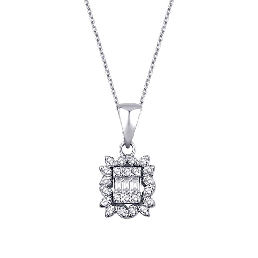 0,10 ct. Diamant Baguette Halskette
