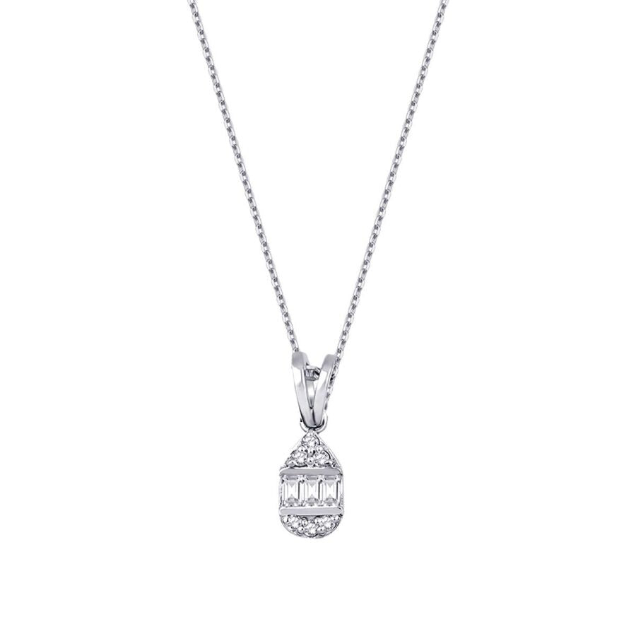 0,07 ct. Diamant Tropfen Baguette Halskette