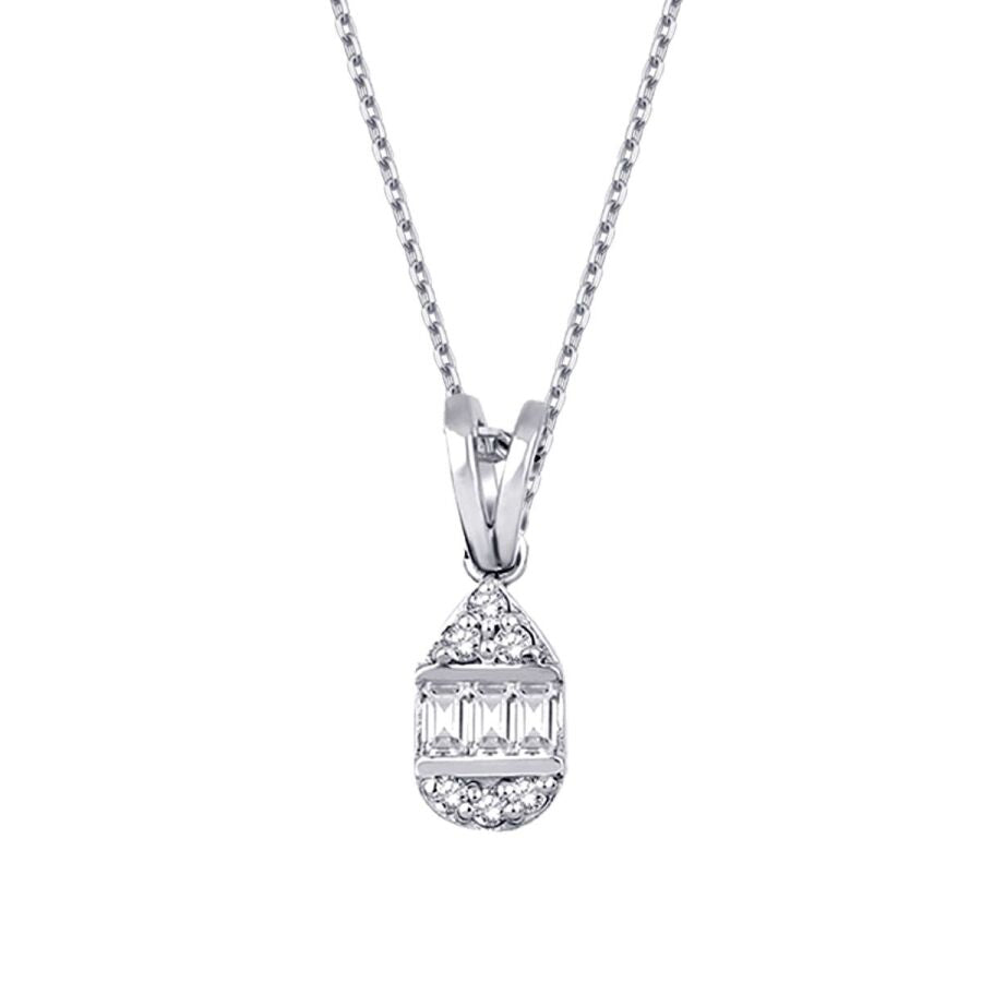 0,07 ct. Diamant Tropfen Baguette Halskette