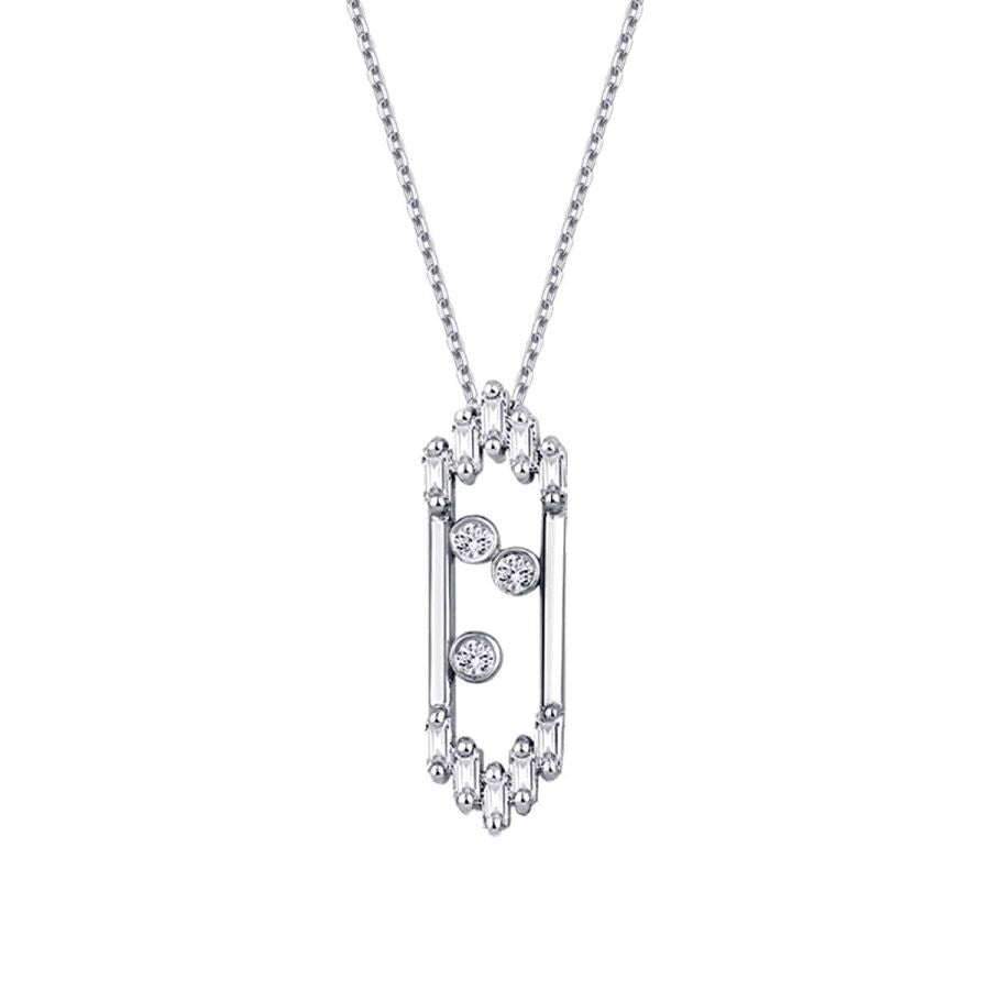 0.09 ct. Diamant Baguette Halskette