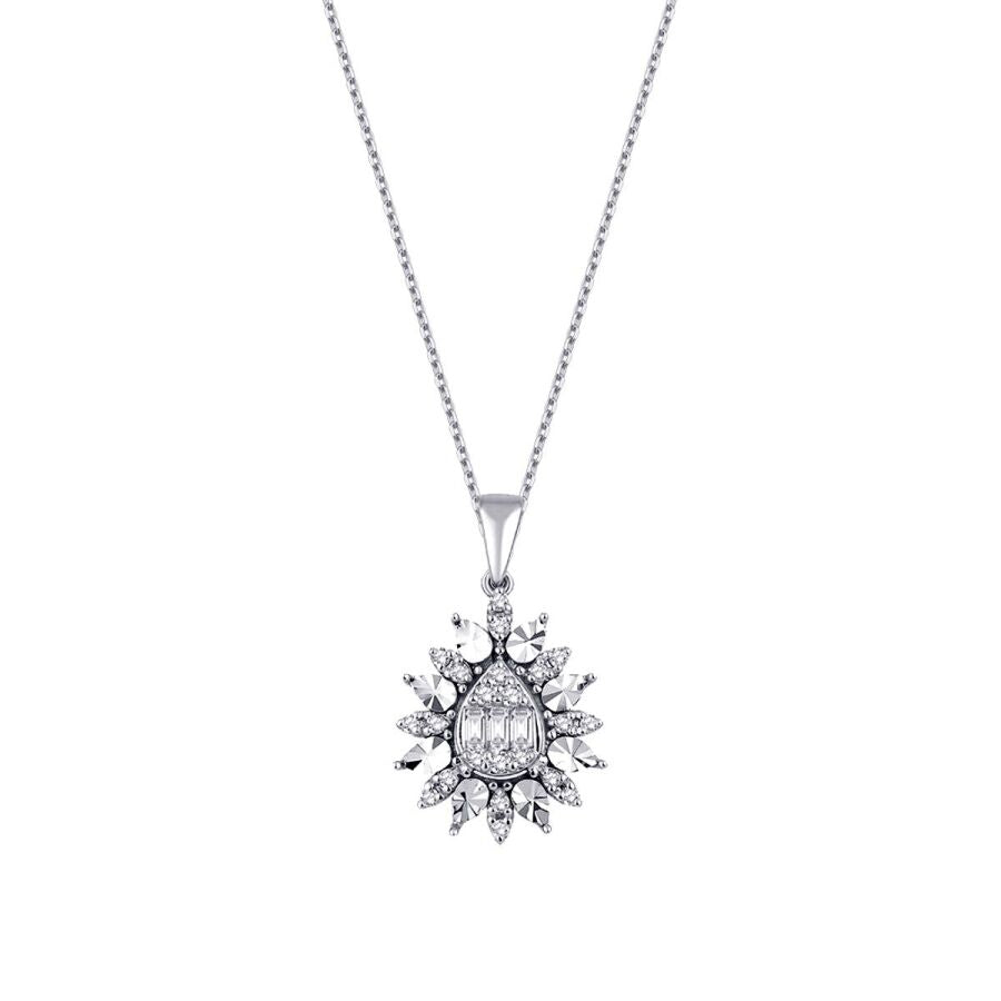 0.19 ct. Diamant Baguette Halskette