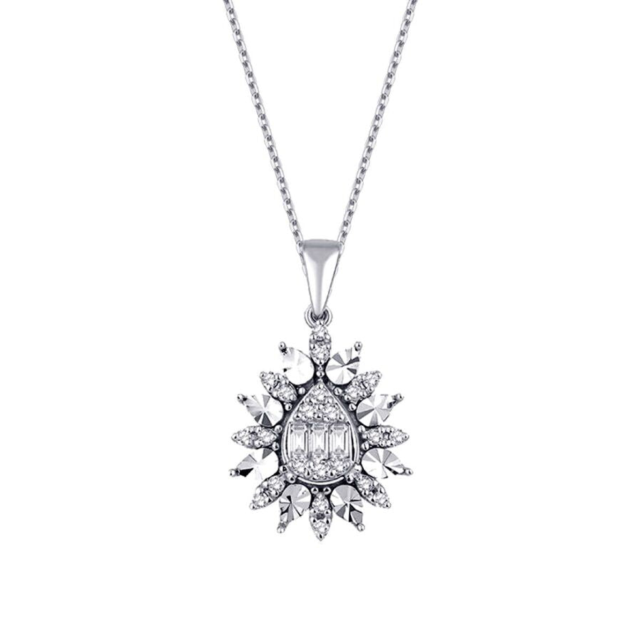 0.19 ct. Diamant Baguette Halskette