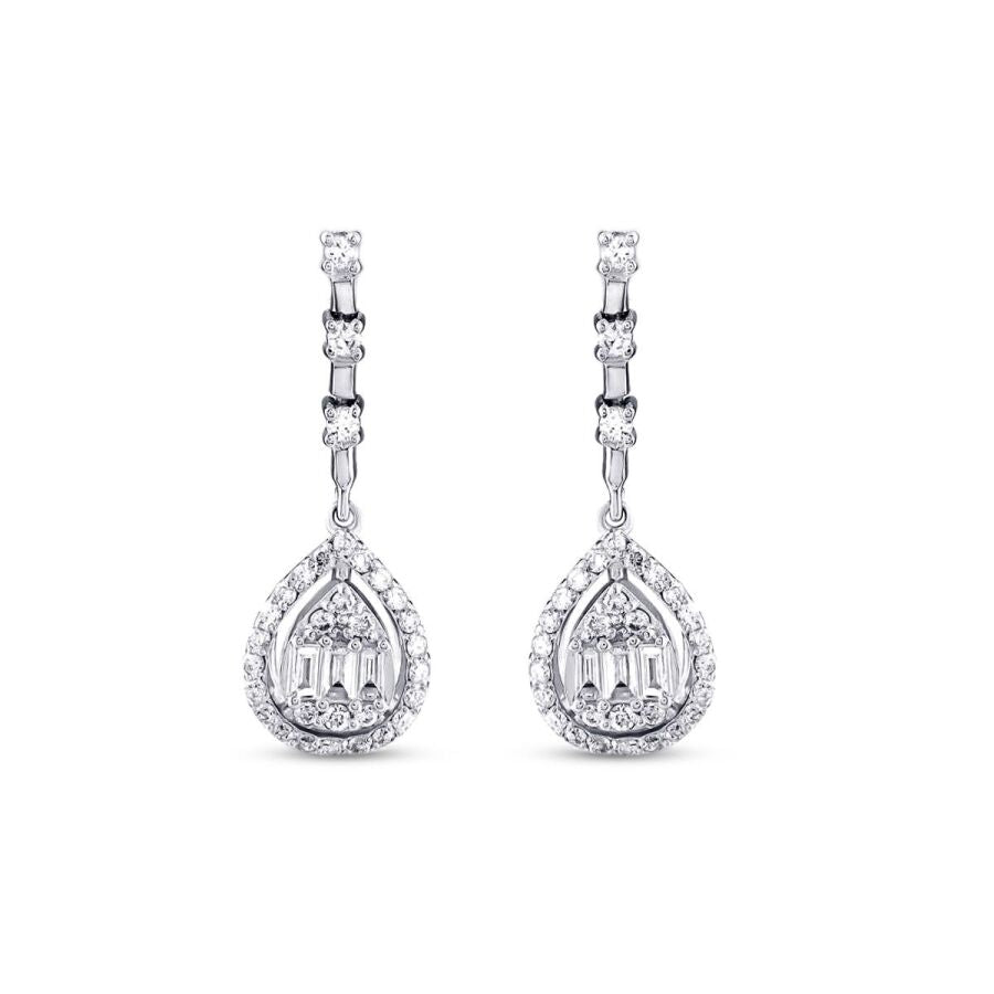 0,37 ct. Diamant Baguette Tropfen Ohrringe