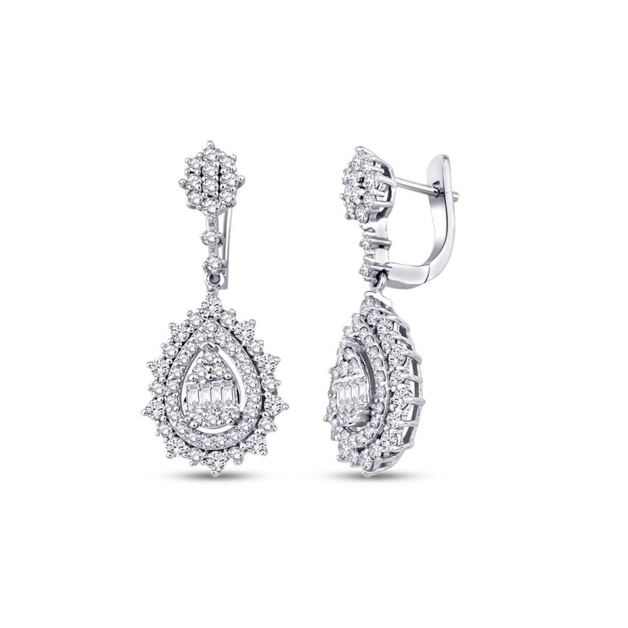 1.53 ct. Diamant Tropfen Baguette Ohrringe