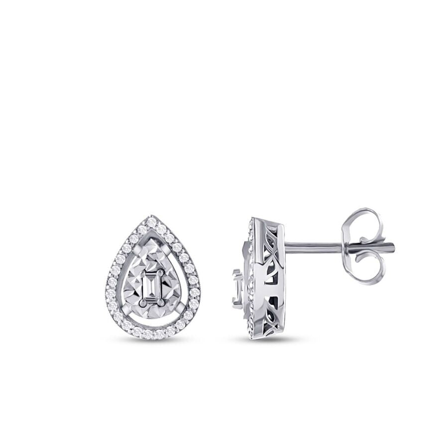 0.21 ct. Diamant Baguette Tropfen Ohrringe