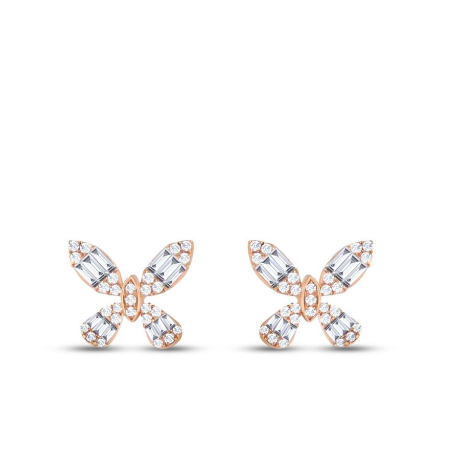 0,58 ct. Diamant Baguette Schmetterling Ohrringe