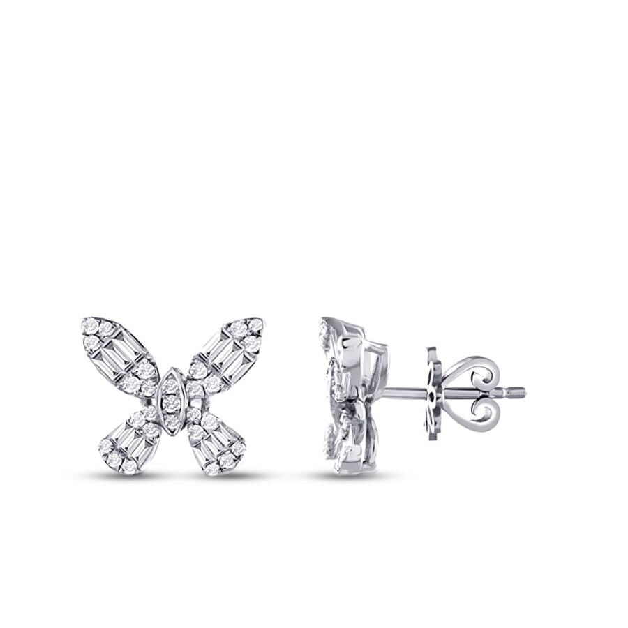 0,56 ct. Diamant Schmetterling Baguette Ohrringe