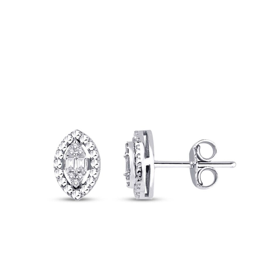 0,10 ct. Diamant Effekt Baguette Tropfen Ohrringe