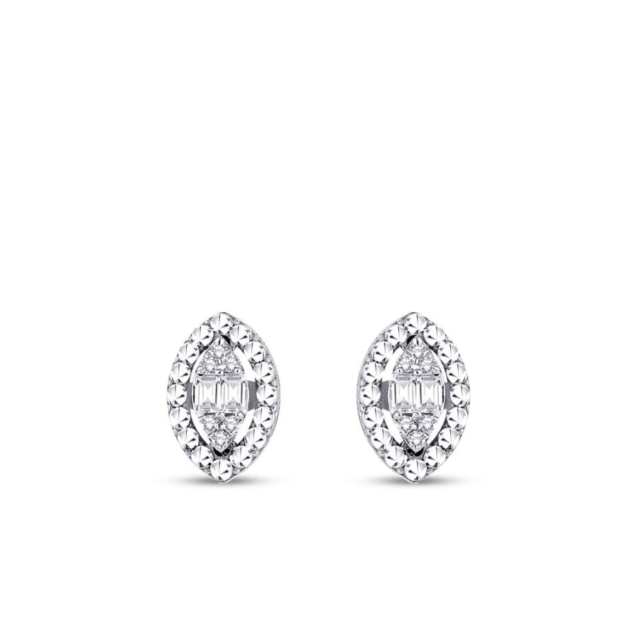 0,10 ct. Diamant Effekt Baguette Tropfen Ohrringe