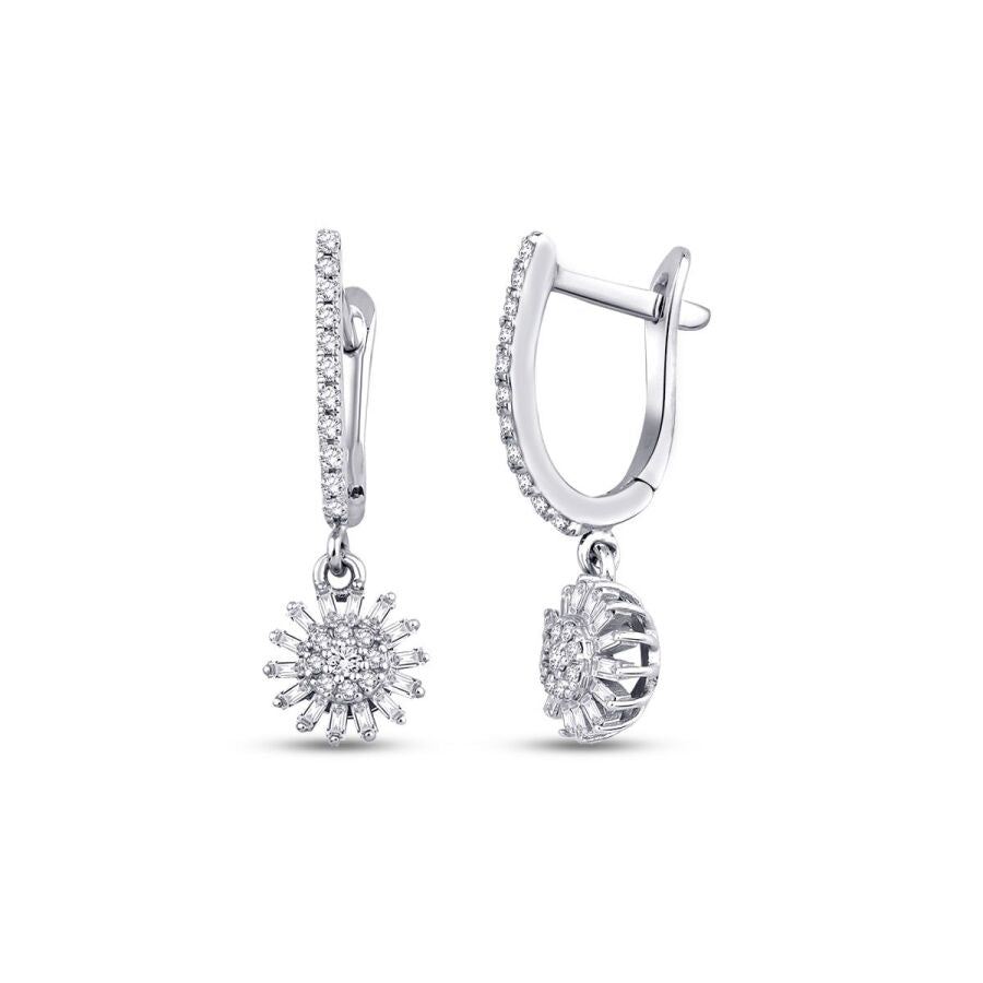 0,39 ct. Diamant Blumen Baguette Ohrringe
