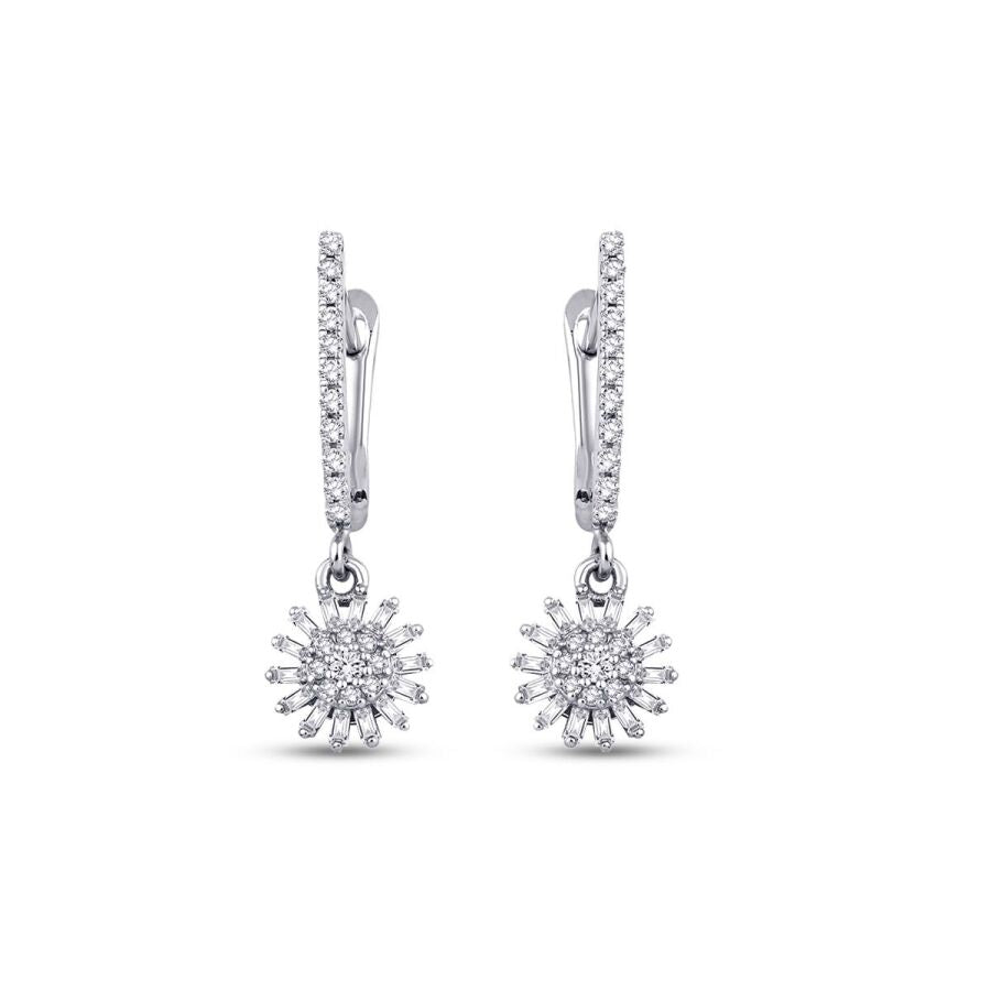 0.39 ct. Diamant Blumen Baguette Ohrringe