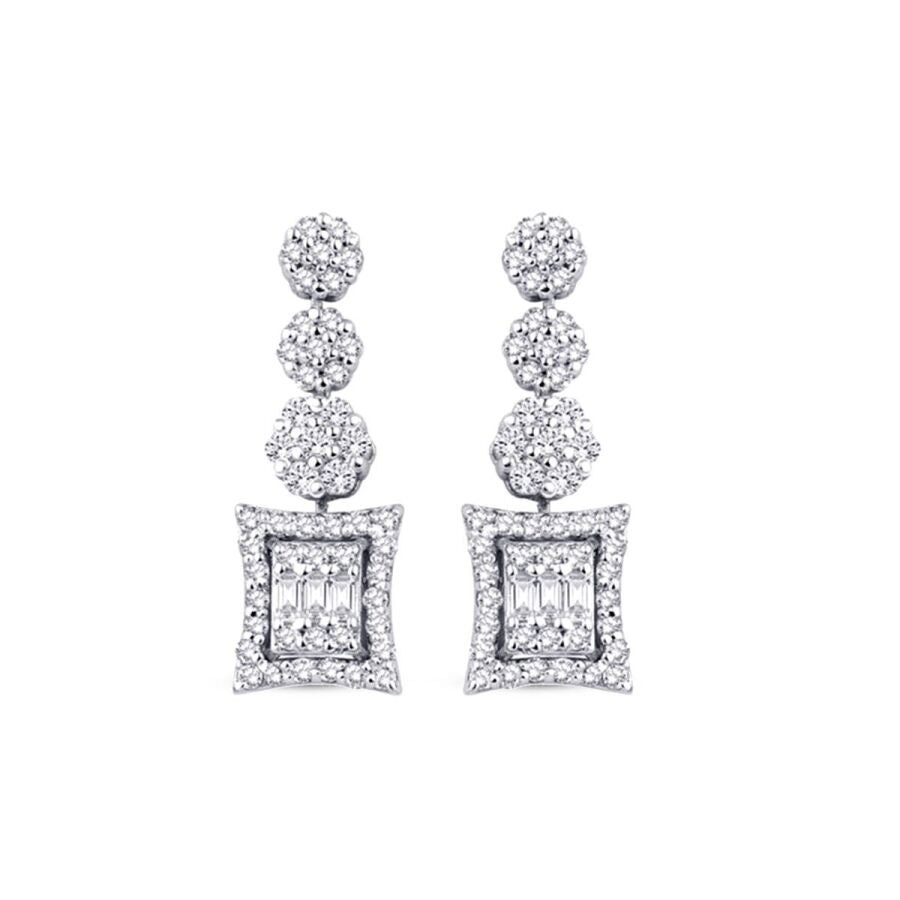 0.40 ct. Diamant Blumen Baguette Ohrringe