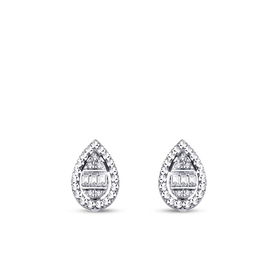 0,10 ct. Diamant Tropfen Baguette Ohrringe