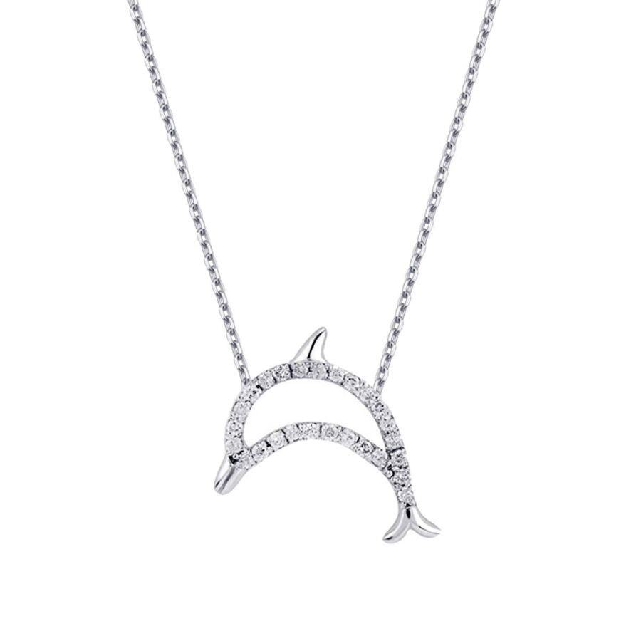 0,11 ct. Diamant Delfin Halskette