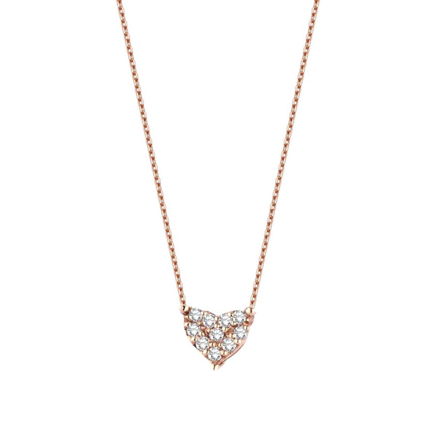 0,10 ct. Diamant Roségold Herz Halskette