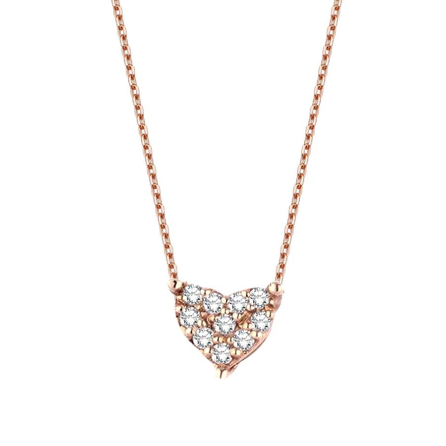 0,10 ct. Diamant Roségold Herz Halskette
