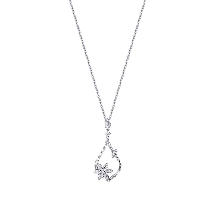 0.63 ct. Diamant Blumen Baguette Halskette