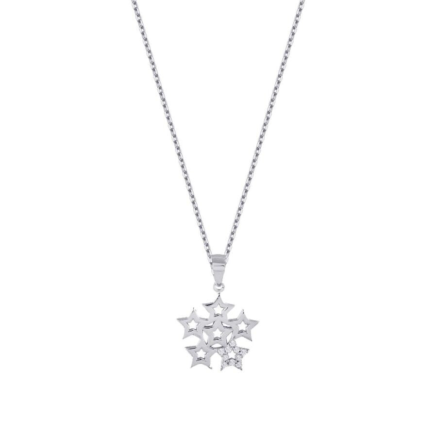 0.04 Karat Diamant Six Stern Halskette