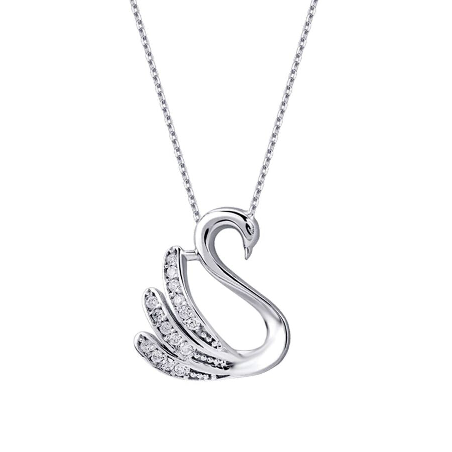 0,08 ct. Diamant Schwan Halskette