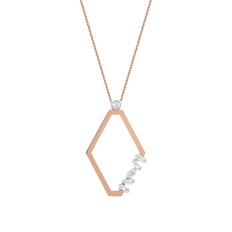 0.15 ct. Diamant Rautenförmige Baguette Halskette