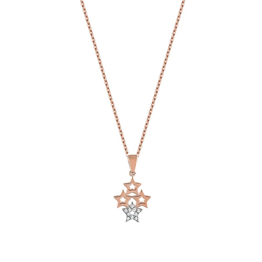 0,04 ct. Diamant Vier-Sterne Halskette
