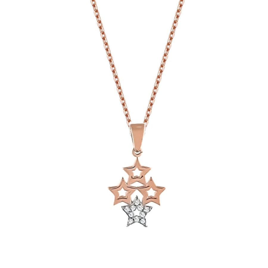 0,04 ct. Diamant Vier-Sterne Halskette