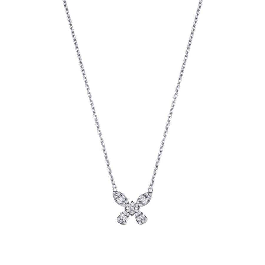 0.38 ct. Diamant Schmetterling Baguette Halskette
