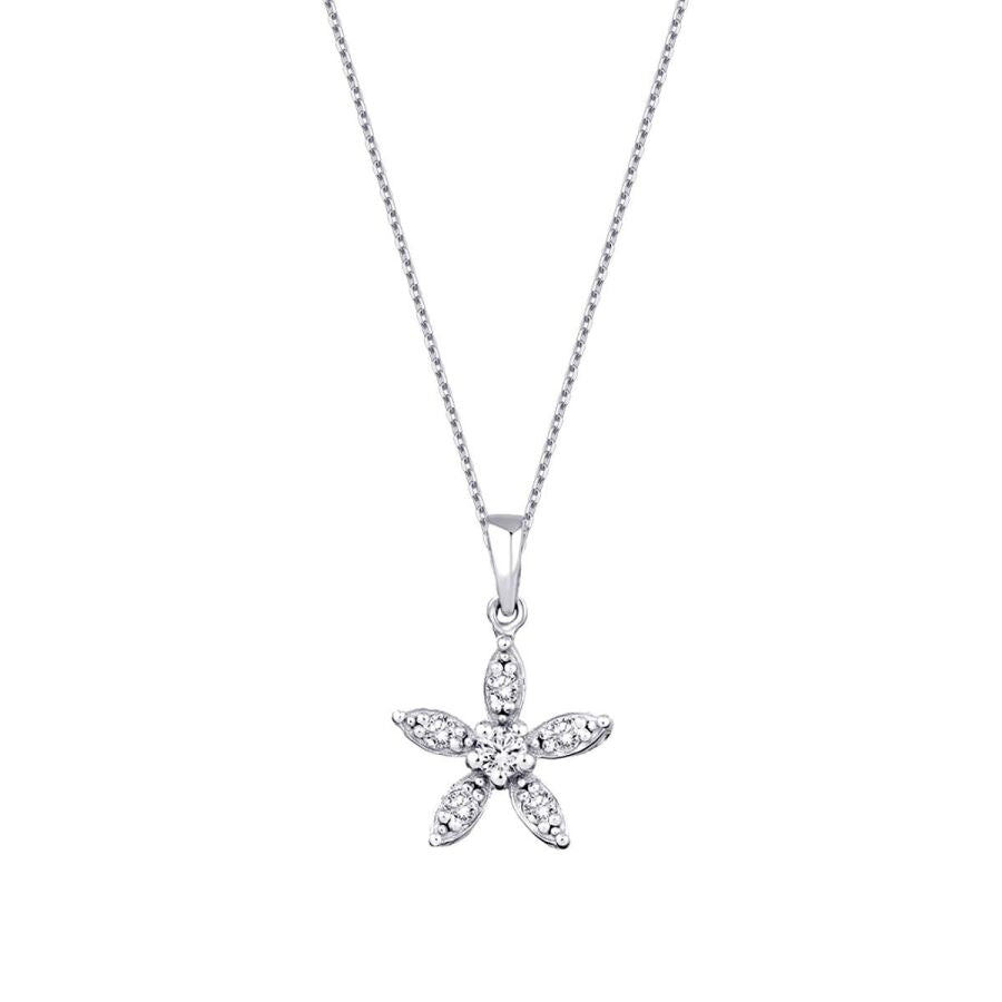0.13 ct. Diamant Blumen Halskette