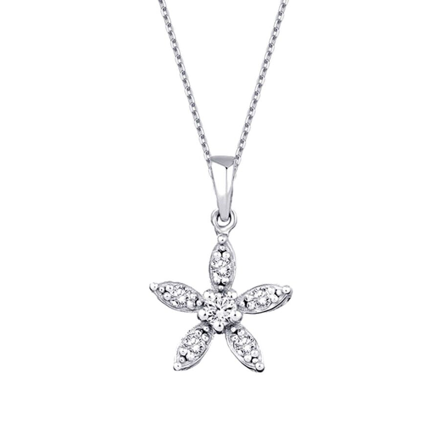 0.13 ct. Diamant Blumen Halskette