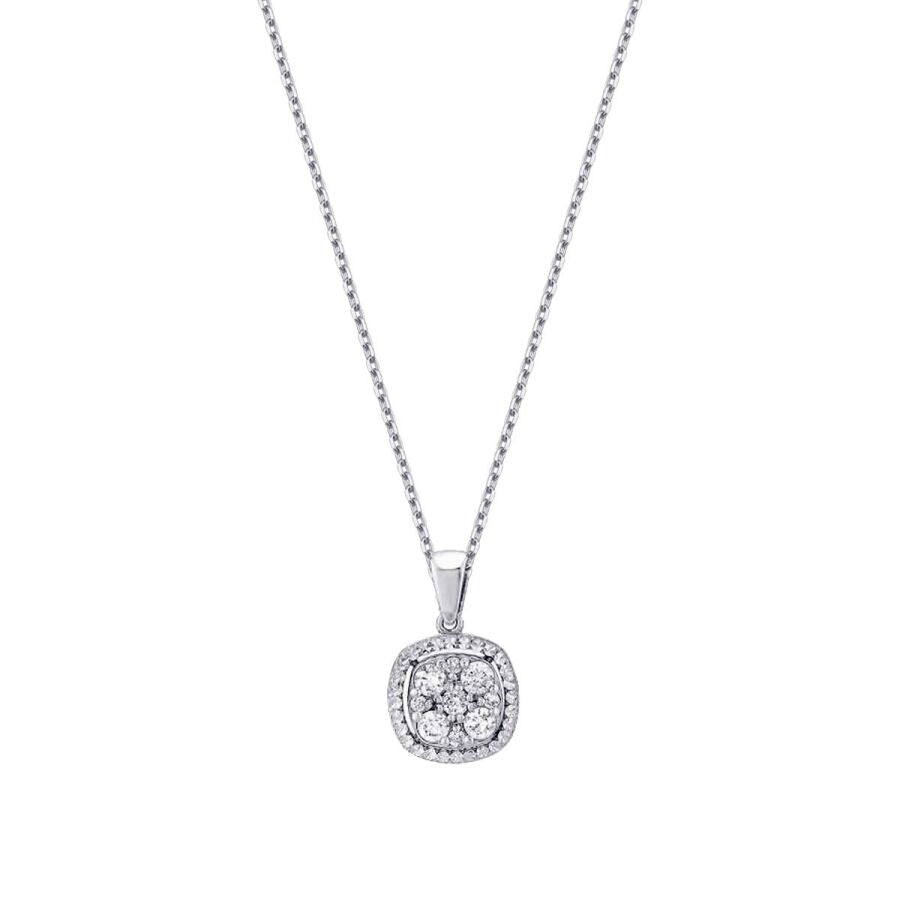 0,21 ct. Diamant Halskette mit Effekt Rand und Steinbesatz