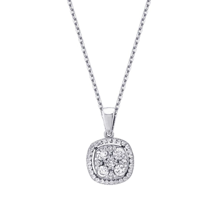 0,21 ct. Diamant Halskette mit Effekt Rand und Steinbesatz