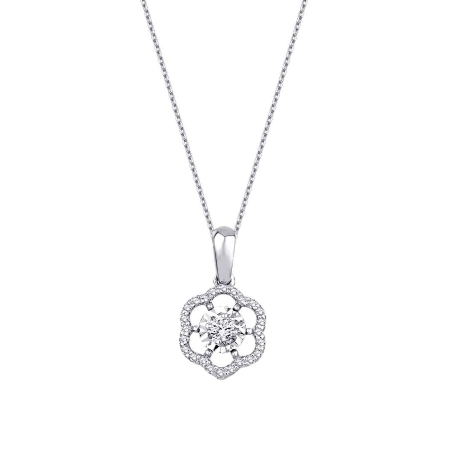 0,15 ct. Diamant Blumen Halskette