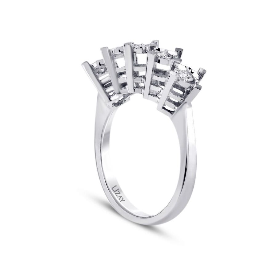 1,00 ct.-Stil Diamant-Effekt Fünf-Stein Ring
