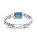 0.37 ct. Blauer Topas Smaragd Schliff Ring