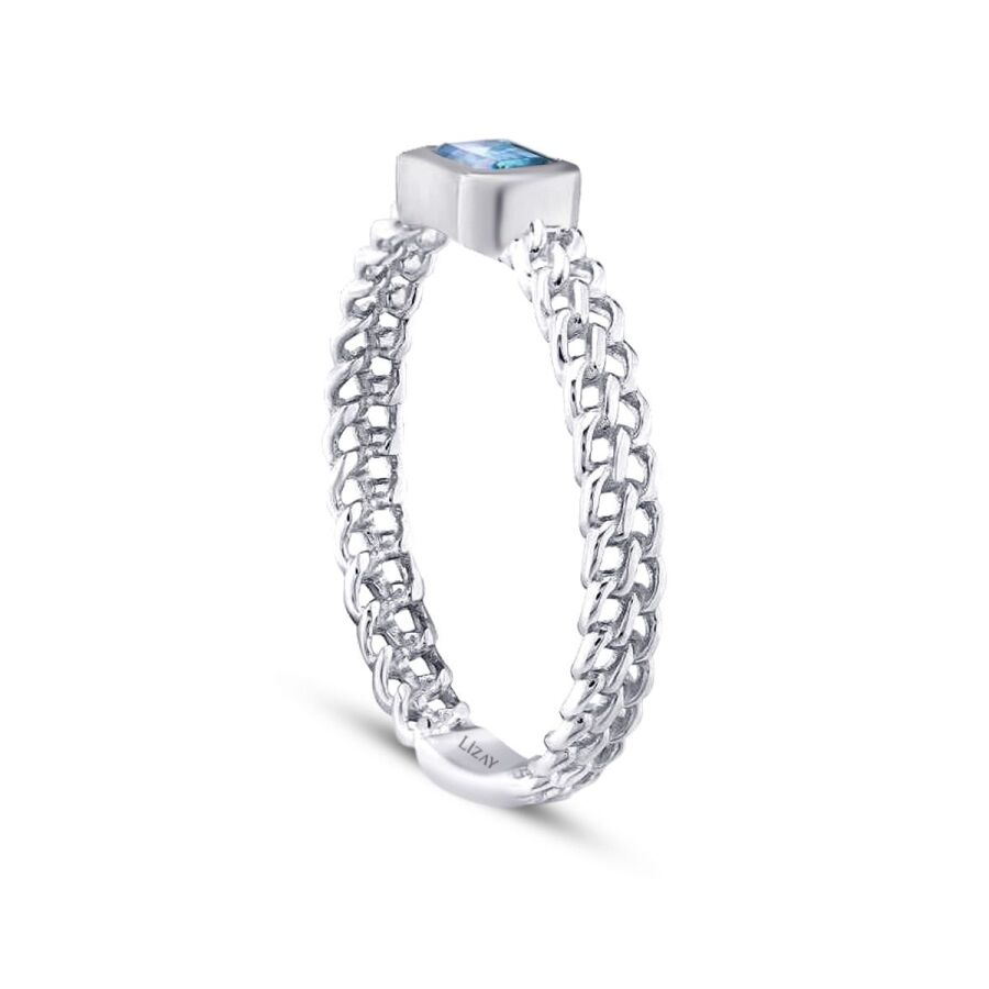 0.37 ct. Blauer Topas Smaragd Schliff Ring