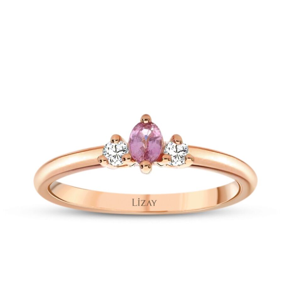 0.21 ct. Diamant Rosa Saphir Ring