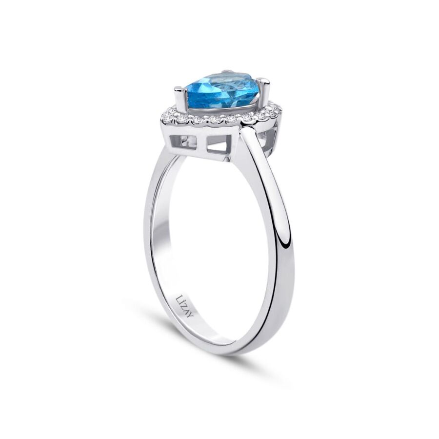 1.27 ct. Diamant Blauer Topas Ring