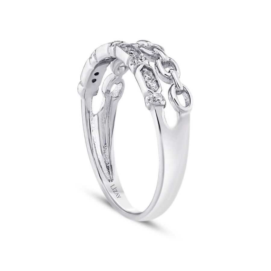 0,10 ct. Diamant Zweireihiger Halb-Memoire-Ring