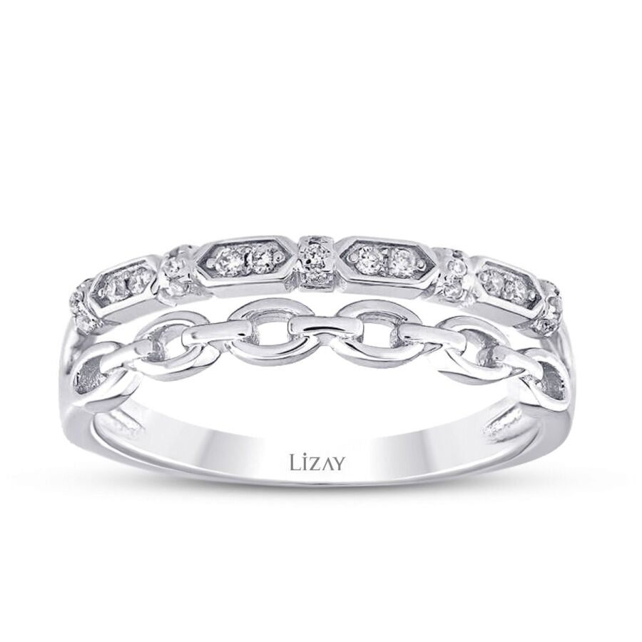 0,10 ct. Diamant Zweireihiger Halb-Memoire-Ring
