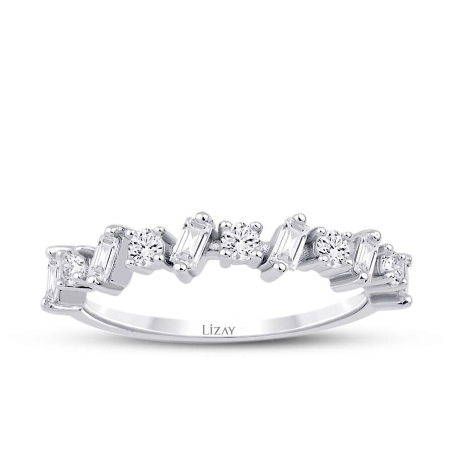 0.47 ct. Diamant Baguette Halb-Eternity Ring