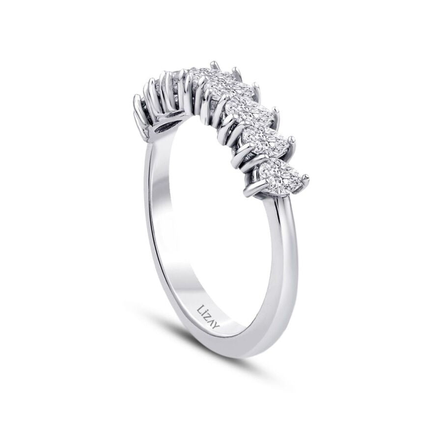 0.76 ct. Diamant Tropfen Halb-Eternity Ring