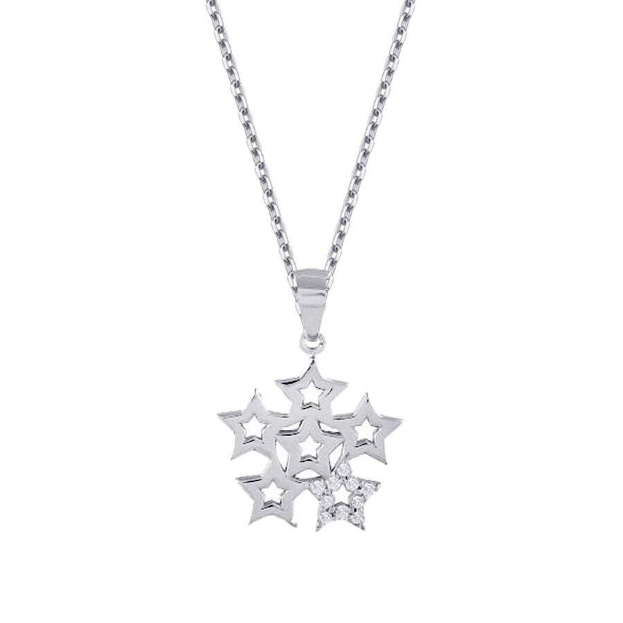 0.04 Karat Diamant Six Stern Halskette