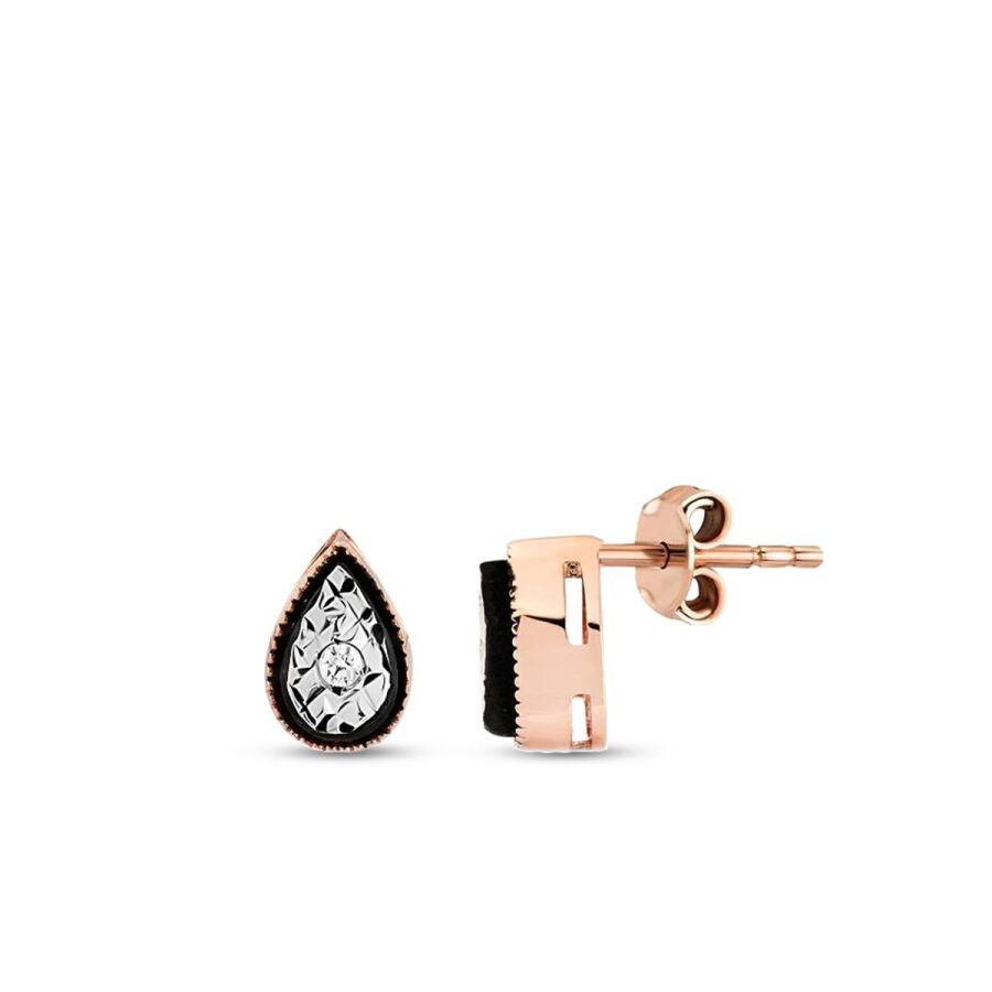 0,04 ct. Diamant Tropfen Rose Ohrringe