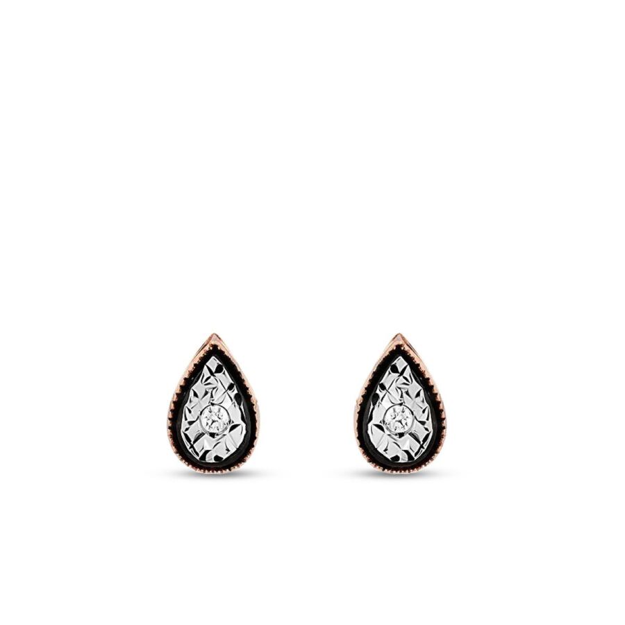 0,04 ct. Diamant Tropfen Rose Ohrringe