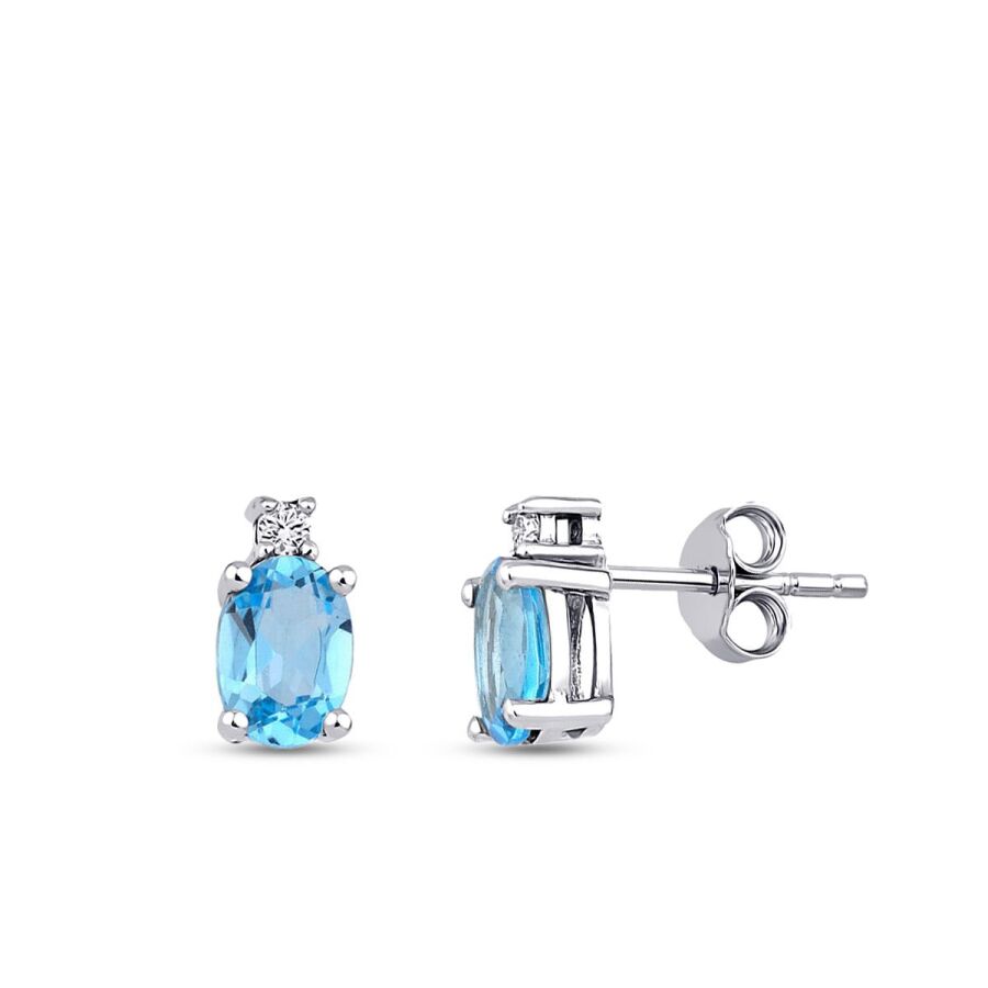 1,89 ct. Diamant Blauer Topas Ohrringe